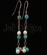Luxe pearl cluster with turquoise earring