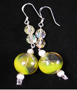 Round Lampwork glass with Crystals