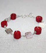 Coral Flower Filigree Bracelet